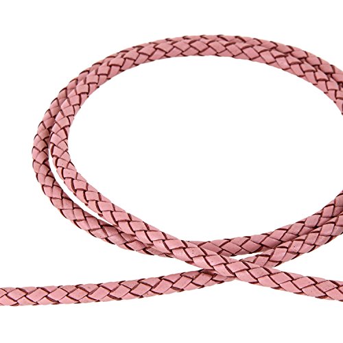 AURORIS - Lederband geflochten - Durchmesser/Farbe/Länge wählbar - Variante: Ø 5mm / rosa / 3m von Auroris
