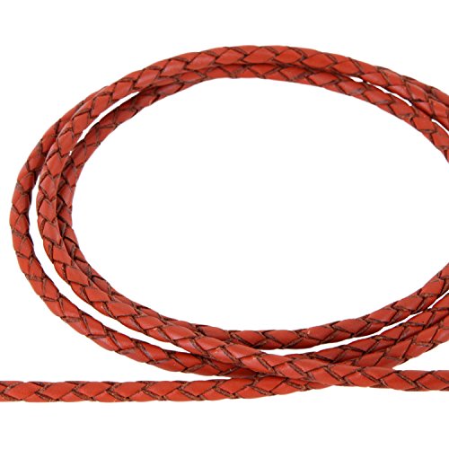 AURORIS - Lederband geflochten - Durchmesser/Farbe/Länge wählbar - Variante: Ø 3mm / orange / 1m von Auroris