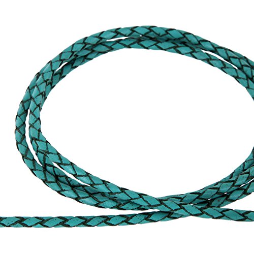 AURORIS - Lederband geflochten - Durchmesser/Farbe/Länge wählbar - Variante: Ø 3mm / türkis / 1m von Auroris