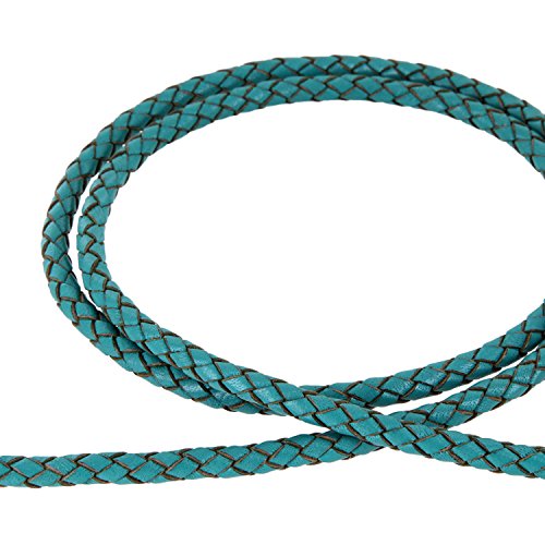 AURORIS - Lederband geflochten - Durchmesser/Farbe/Länge wählbar - Variante: Ø 5mm / türkis / 1m von Auroris
