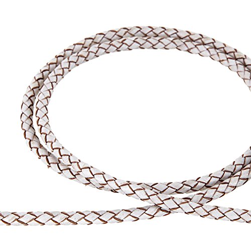 AURORIS - Lederband geflochten - Durchmesser/Farbe/Länge wählbar - Variante: Ø 5mm / weiß / 1m von Auroris