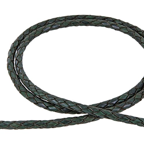 AURORIS - Lederband geflochten - Durchmesser/Farbe/Länge wählbar - Variante: Ø 6mm / dunkelgrün / 3m von Auroris
