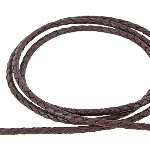 Auroris - Lederband geflochten - Durchmesser/Farbe/Länge wählbar - Variante: Ø 4mm / braun / 1m von Auroris