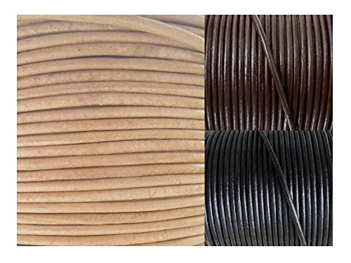 AURORIS - Lederband rund Ø 1 mm - Länge/Farbe wählbar - Variante: 5m / natur von Auroris