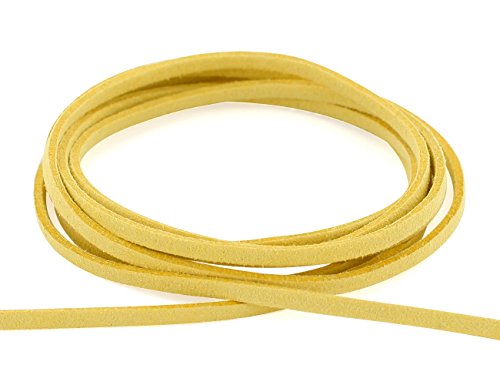 AURORIS - Weiches flaches Band aus Wildlederimitat 3mm - Länge/Farbe wählbar - Variante: 5m / gelb von Auroris