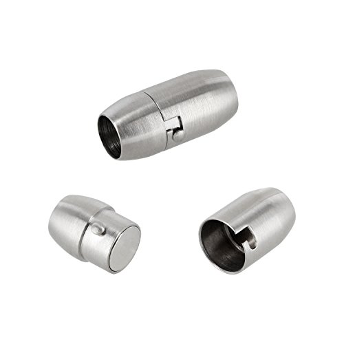 Auroris - ovaler magnetischer Bajonettverschluss aus Edelstahl matt-Optik - Loch 6mm, 5 Stück von Auroris