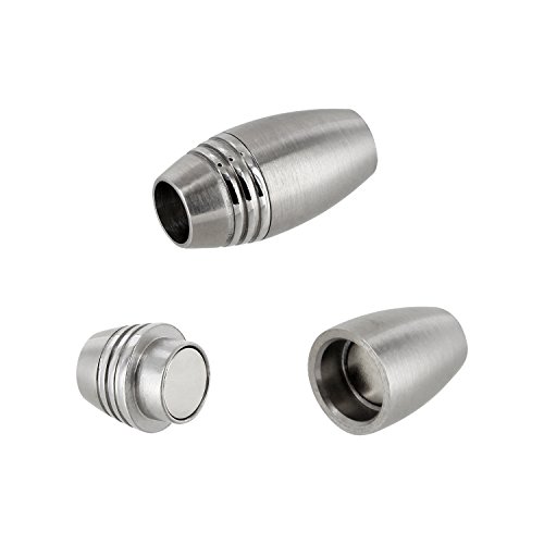 AURORIS - ovaler Magnetverschluss aus Edelstahl matt-Optik - Loch 5mm / 5 Stück AURORIS - ovaler Magnetverschluss aus Edelstahl matt-Optik - Loch 5mm / 5 Stück von Auroris