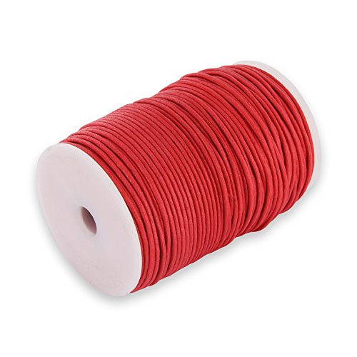 Auroris 100m Rolle Baumwollband rund 1mm Farbe: rot von Auroris