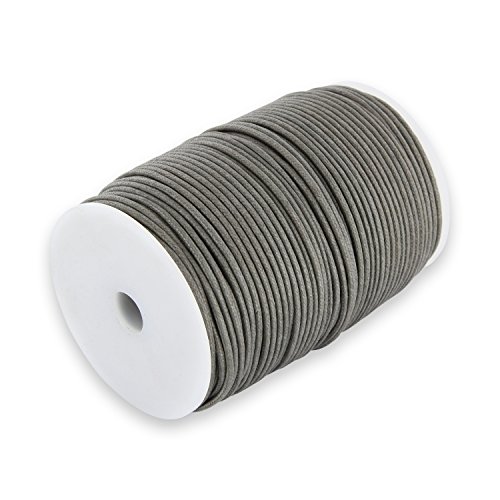 Auroris 100m Rolle Baumwollband rund 1mm Farbe: grau von Auroris
