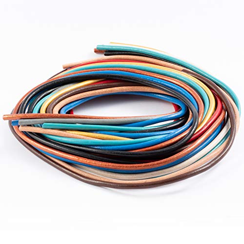 Auroris - Farbmix Lederband rund - Ø 3mm - je 1 m der Farben schwarz braun Natur blau rot grau türkis Gold Kupfer weiß von Auroris