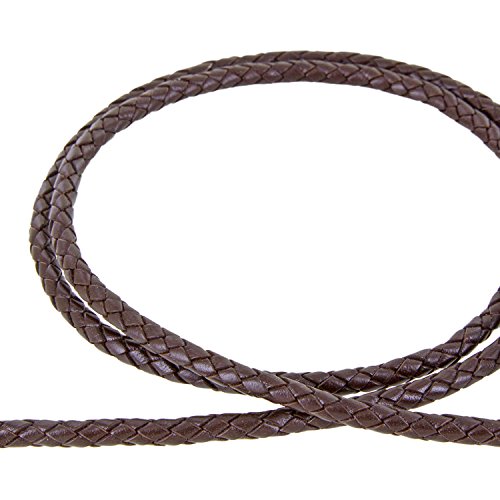 Auroris - Lederband geflochten - Durchmesser/Farbe/Länge wählbar - Variante: Ø 6mm / braun / 1m von Auroris