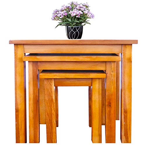 Ensemble de table de salle à manger Oak ensemble en bois massif 3 tables table basse petit bord en bois / extrémité / lampe / salon ensemble de table von Aurotrice