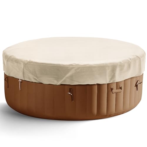 Aurragiy Runde Whirlpool-Abdeckung, staubabweisend, für den Außenbereich, Spa, Möbelabdeckungen für Badewanne, Salu, Blasen, Massage, Spa (190 cm T x 30,5 cm H, Beige) von Aurragiy
