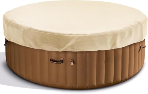 Aurragiy Runde Whirlpool-Abdeckung, staubabweisend, für den Außenbereich, Spa, Möbelabdeckungen für Badewanne, Salu, Blasen, Massage, Spa (203,3 cm x 30,5 cm, Beige) von Aurragiy