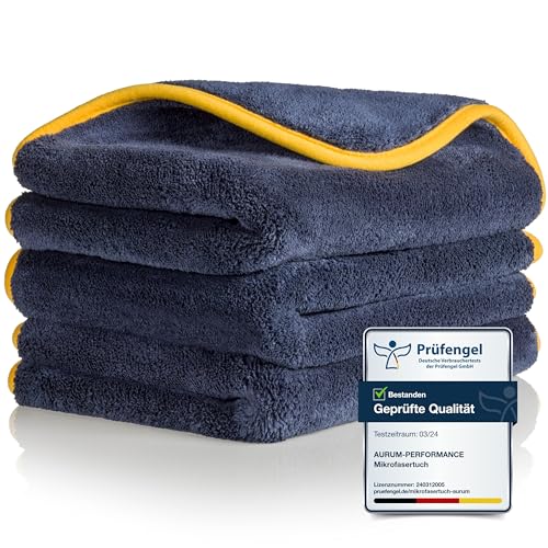 Aurum-Performance® Microfasertücher zur professionellen Autopflege Dank 1200GSM und 50x40cm - Perfektes Microfasertuch als Trockentuch und Poliertuch mit hoher Saugkraft und Aufnahmekapazität (3) von Aurum-Performance