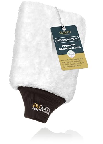 Aurum-Performance® Profi Autowaschhandschuh aus weicher und saugfähiger Microfaser - Auto Waschhandschuh für schonende und effektive Autopflege (1 Stück) von Aurum-Performance
