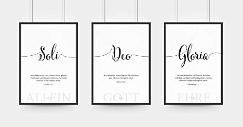 Aus Gnade Christliche Poster · Soli Deo Gloria · 3er Set · Bibelvers · Deko · Wandgestaltung · ohne Rahmen · A3 / A4 · christliche Geschenke · Deutsch (A3) von Aus Gnade