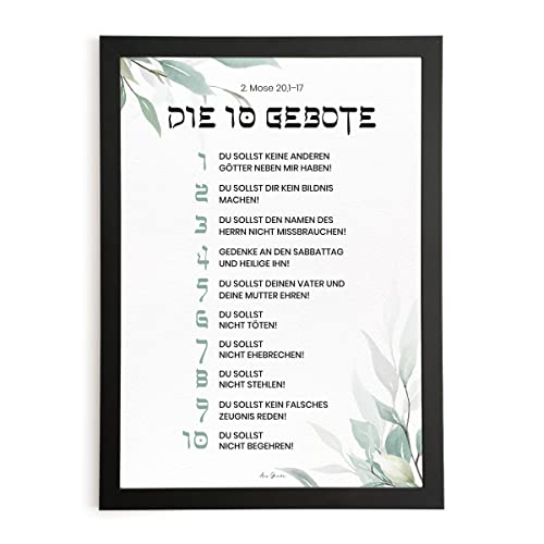 Aus Gnade Poster Die 10 Gebote · Bibelvers Deutsch · ohne Bilderrahmen (A4) von Aus Gnade