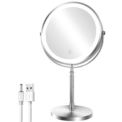 AusDaur 8” Schminkspiegel mit Beleuchtung 1X/10X Vergrößerungsspiegel mit Licht Doppelseitiger um 360 Drehbarer Tisch Spiegel Wiederaufladbarer Touchscreen mit 3 Farblichtern Spiegel mit Ständer AusDaur 8” Schminkspiegel mit Beleuchtung 1X/10X Vergrößerungsspiegel mit Licht Doppelseitiger um 360 Drehbarer Tisch Spiegel Wiederaufladbarer Touchscreen mit 3 Farblichtern Spiegel mit Ständer von AusDaur