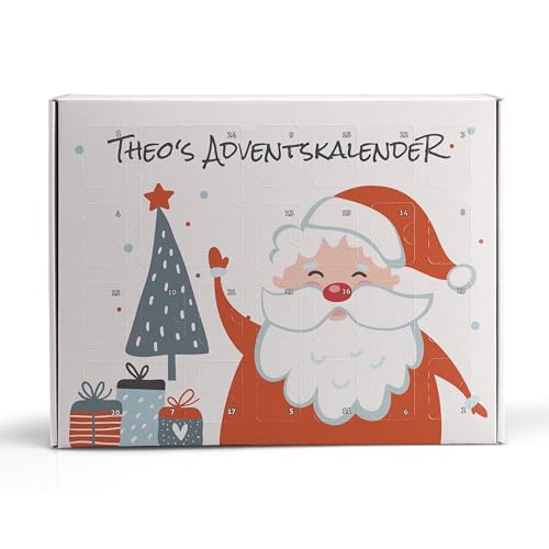 Adventskalender selbst gestalten – Adventskalender mit eigenem Text: 28 x 35,5 cm x 10 cm – Adventskalender 2024 Familie, Freunde, Kollegen – Adventskalender zum Befüllen – Motiv: Weihnachtsmann von Ausgewählt verpackt