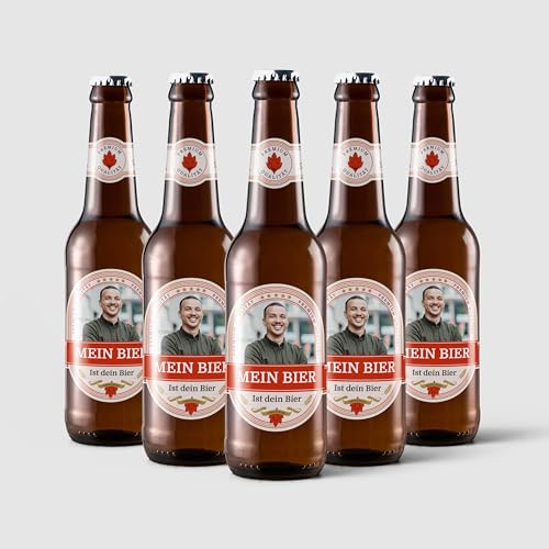 Aufkleber selbst gestalten für Bierflaschen – 24 Flaschenetiketten für 6 Flaschen – mit Foto und Text – selbstklebend, wasserfest – personalisierte Bier Geschenke für Männer und Frauen - ROT von Ausgewählt verpackt