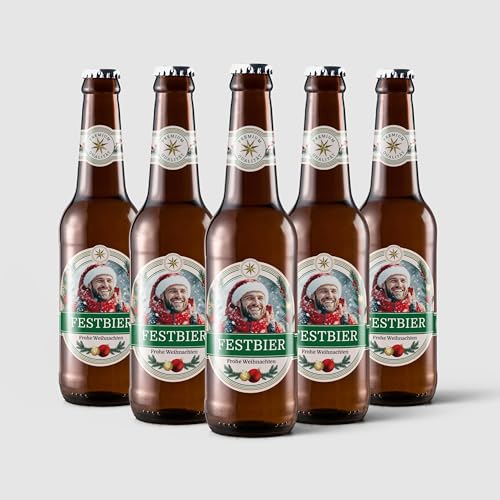 Aufkleber selbst gestalten für Bierflaschen – 24 Flaschenetiketten für 6 Flaschen – mit Foto und Text – selbstklebend, wasserfest – personalisierte Bier Geschenke für Männer und Frauen - WEIHNACHTEN von Ausgewählt verpackt