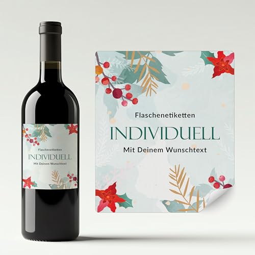 Aufkleber selbst gestalten für Weinflaschen – Flaschenetiketten Weihnachten, Silvester, Neujahr mit eigenem Text – selbstklebend, wasserfest – personalisierte Geschenke mit Namen - WEIHNACHTSSTERN von Ausgewählt verpackt