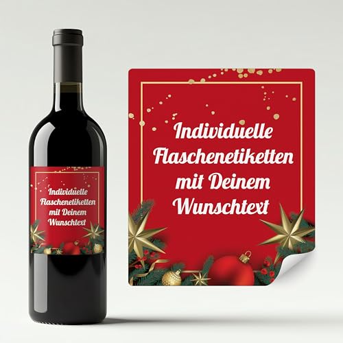 Aufkleber selbst gestalten für Weinflaschen – Flaschenetiketten Weihnachten, Silvester, Neujahr mit eigenem Text – selbstklebend, wasserfest – personalisierte Geschenke mit Namen - TANNE ROT Aufkleber selbst gestalten für Weinflaschen – Flaschenetiketten Weihnachten, Silvester, Neujahr mit eigenem Text – selbstklebend, wasserfest – personalisierte Geschenke mit Namen - TANNE ROT von Ausgewählt verpackt