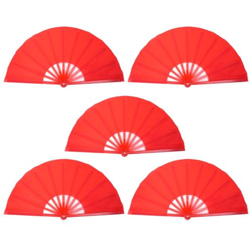 Ausing 5 Stück Handfächer Faltfächer Chinesischer Fächer for Sommer Party tanzende Hochzeits Hand-Faltfächer Rot Ausing 5 Stück Handfächer Faltfächer Chinesischer Fächer for Sommer Party tanzende Hochzeits Hand-Faltfächer Rot von Ausing