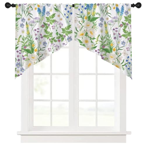 Ausing Florale Dreiecksvorhänge Halbtransparenter Flächenvorhang für Schlafzimmer Wohnzimmer von Ausing