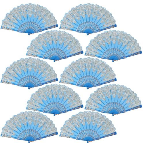 Ausing Hand Fan Asiatische Deko für Geburttag Eleganter Handfächer Cosplay Party Requisiten Himmelblau von Ausing