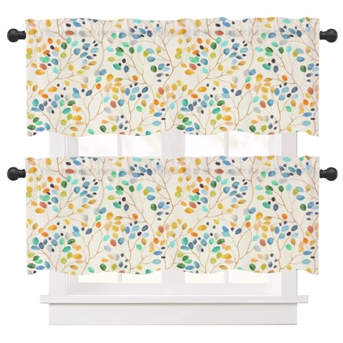 Ausing Moderne Florale Vorhänge 2er Set dekorative Kurze Vorhang für Schlafzimmer Wohnzimmer Küche Balkon Fenster, Multi-Color Ausing Moderne Florale Vorhänge 2er Set dekorative Kurze Vorhang für Schlafzimmer Wohnzimmer Küche Balkon Fenster, Multi-Color von Ausing