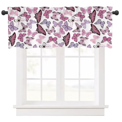 Ausing Moderne Kurze Vorhänge Floral Semi-Transparent Vorhang für Küche Esszimmer Badezimmer Kleine Fenster, Indigo von Ausing