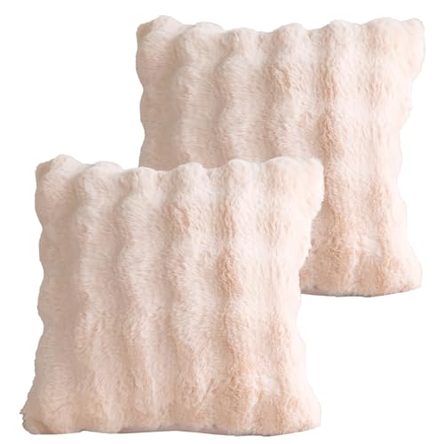 Ausing Niedliche Kissenbezüge Rosa 45×45 cm 2er Set Modern Kunstpelz Quadratischer Kissenbezug Wohnzimmer Schlafzimmer von Ausing