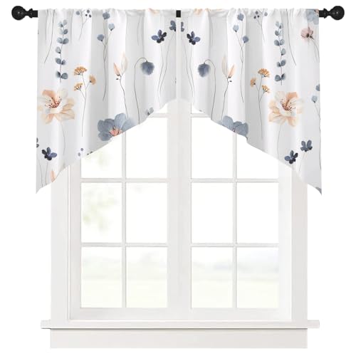 Weiße Paneelvorhänge Floral Kurzer Küchenvorhang Halbtransparent Licht Filternde Volants von Ausing