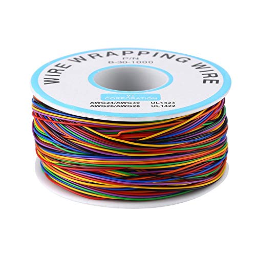 30AWG 0,6 mm Klingeldraht 8 Farben, Kupfer Solid Kabel Elektrokabel aus verzinntem Kupferdraht, 8 Farben Isolierwickel-Kupfer-Testkabel, 250m/1 Rolle von Ausla