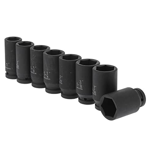 8 teilig Vielzahn Nuss Satz, Chrom Vanadium Stahl, Innen Vielzahnnuss mit Bewahrungsbox, 50 x 19 x 8 cm, 27, 29, 30, 32, 33, 34, 36, 38 mm Steckdose (SAE) von Ausla