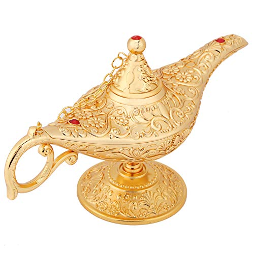 Aladdin Genie Lampe aus Zinklegierung, Genie Light Lampe, Aladdin light Magic Genie Light Metal geschnitzt Legend Lampe Wishing Light Pot Decor 21×11×7,2 CM von Ausla