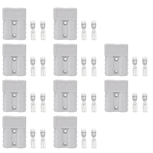 Anderson Connector, 10 Stück 50 A 600 V Batterie-Schnelltrenn-Stecker-Set, Kabelklemme, Batterie-Stromanschluss, 16 mm², 6 AWG, Kabelklemme für Solarpanel, Dual-Batteriesystem von Ausla