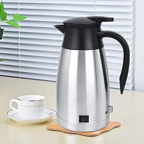 Ausla 1000 Ml Edelstahl-Auto Elektrowasserkessel, Effiziente Heizung, Ergonomisches Design, Verschütteter Isolationstopf mit Anti-Schleuder-Basis für die Reise von Ausla