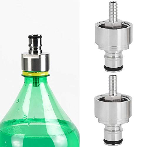 Ausla 2 Stück Edelstahl Kohlensäurekappe mit 5/16 Zoll Barb Ball Lock Typ für PET-Flaschen, Keine Leckage Silikon-Dichtung, Abnehmbarer Sechskantgewinde-Adapter für Bier Soda von Ausla