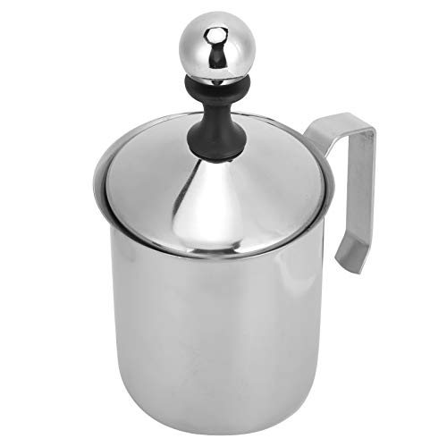 Ausla 400ccm Silber Edelstahl Manual Milchkutschmischer, Verdickte, Kräftige-resistente Robuste Material, Zartem Geschmack, Komfortgriff, Dünner Maschendesign mit Doppelschicht, Weit Verbreitet in von Ausla