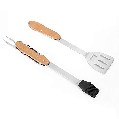 Ausla 5-in-1-Funktion Multifunktional Abnehmbar Abnehmbares Faltgrill-Werkzeugset mit Anti-Skalding-Griff, Materialien für Grill Im Freien von Ausla