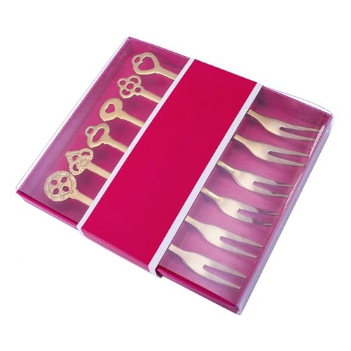 Ausla 6PCS Gold Früchte Forks 2 Prong Kleine Edelstahlgabeln für Vorspeise Party Elegantes Design für Dessertverkostung Mini Cocktail -Vorspeise Zuhause oder Picknick von Ausla