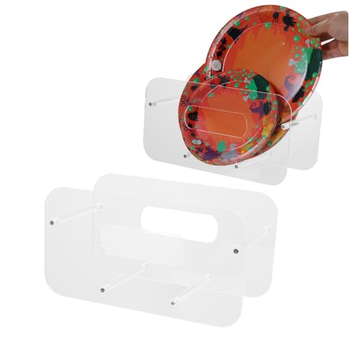 Ausla Acryll Papier Teller Spender Organizer für 7-12 Zoll Runde Quadratische Einweg Teller Aufbewahrungsbehälter Unter Dem Schrank Arbeitsplatte Wohnmobil mit Klarem Design für Küche von Ausla