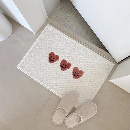 Ausla Badezimmermattenduschmatte, PVC Weiche Wolloberfläche Antiskid -Badezimmerteppich, Saugfähig für die Küche und den Hausgebrauch (Herz 40 * 120 cm) von Ausla