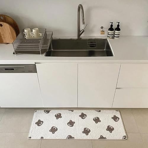 Ausla Badezimmermattenduschmatte, PVC Weiche Wolloberfläche Antiskid -Badezimmerteppich, Saugfähig für die Küche und den Hausgebrauch (Kleiner Bär 40 * 60cm) von Ausla