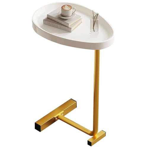 Ausla C-Tisch Nachttisch Kaffee Beistelltisch Kleiner Eiformiger Metallrahmen Sofatisch für Wohnzimmer, Leicht zu montieren, Vielseitig einsetzbar für Sofa und Bett (Gold) von Ausla