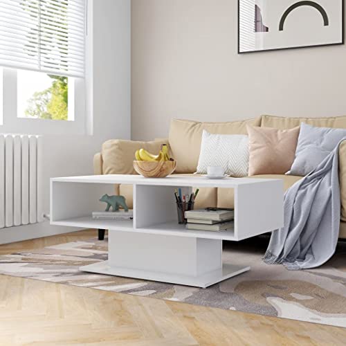 Ausla Couchtisch, weißes Sofa, Beistelltisch, Beistelltisch, moderner, einfach zu montierender Mitteltisch für das Wohnzimmer von Ausla