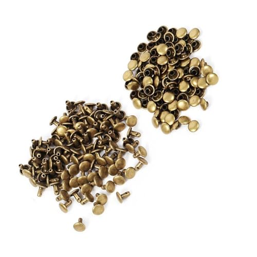 Ausla Doppel -Leder -Nieten, Eisenmaterial, 100 Sets für die Reparatur von Kleidungsstücken, Handwerksprojekte für Taschen und Accessoires (Bronze) von Ausla